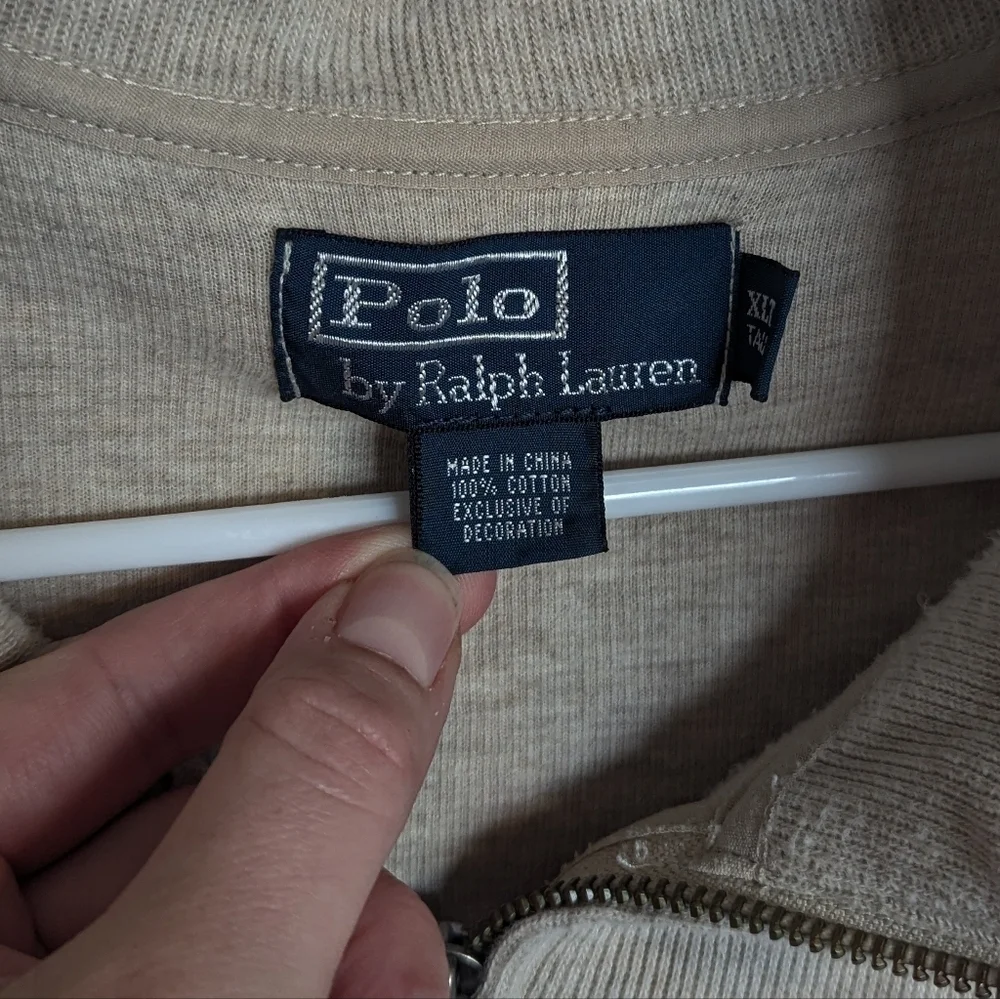 Polo Ralph Lauren Oatmeal Estate Rib Quarter Zip sz XL Tall